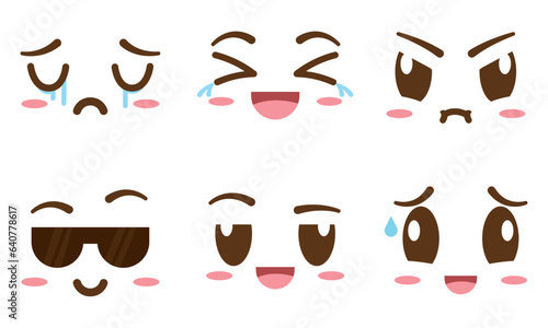Set of borderless facial expressions Vector