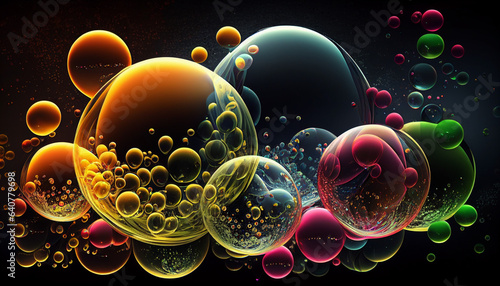 Abstract Bubbles background. Multicolored brushstroke. Artistic wallpaper. Artistic shapes photo