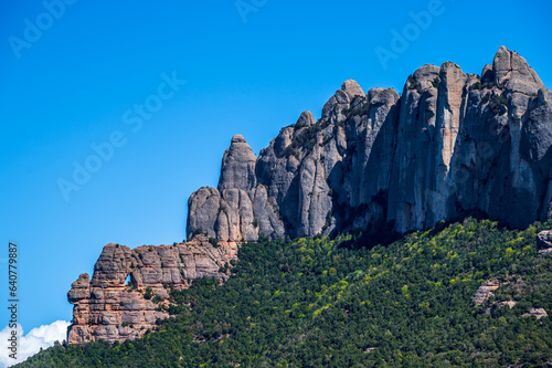 Amazing mountain range geology  Les Agulles - Montserrat Massif  Spain  Catalonia 