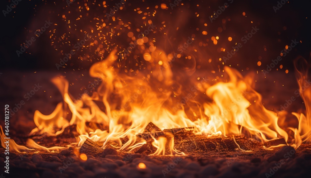 Photo of a roaring fire with intense flames Photo of a roaring fire with intense flames