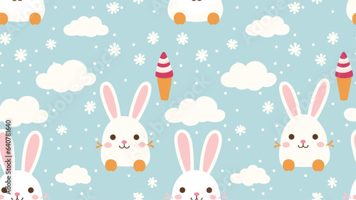 Seamless rabbit cartoon background