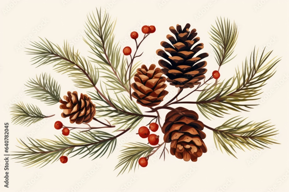christmas fir branches with pine cones illustration christmas fir branches with pine cones illustration
