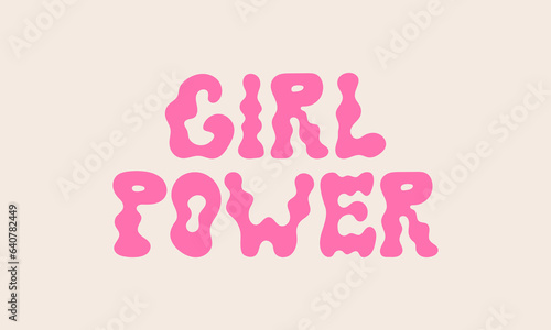 Girl power wavy lettering. Vector inscription in groovy style