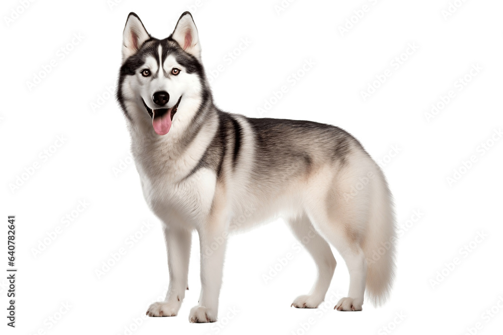 Happy Wolf Dog Isolated on Transparent Background Generative AI