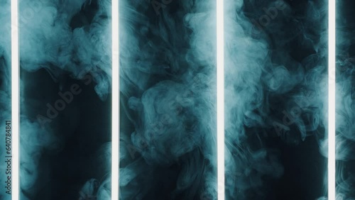 Colored neon light with smoke