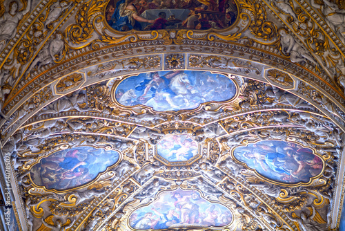 Canvas Print Deckenverzierungen im Dom von Bergamo, Italien
