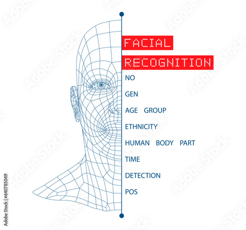 Face recognition. Human Face Scanning. Face ID. Facial recognition. Face scan	