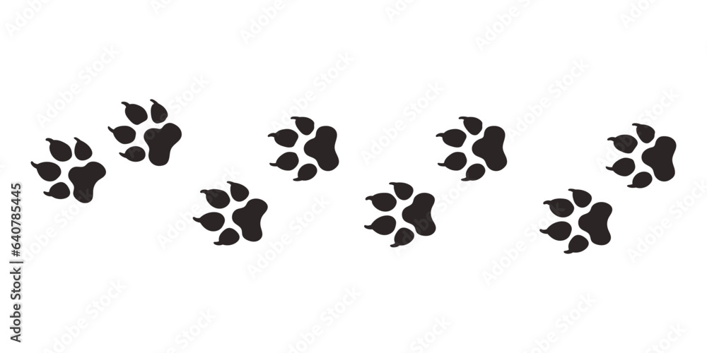 Leopard paws. Animal paw prints, vector different animals footprints black on white illustration