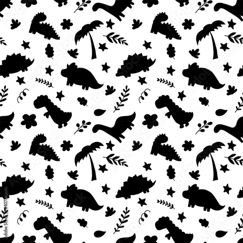 Сhildish seamless pattern with dinosaurs. Cute background. Dino. Print with dinosaur for baby textile and fabric