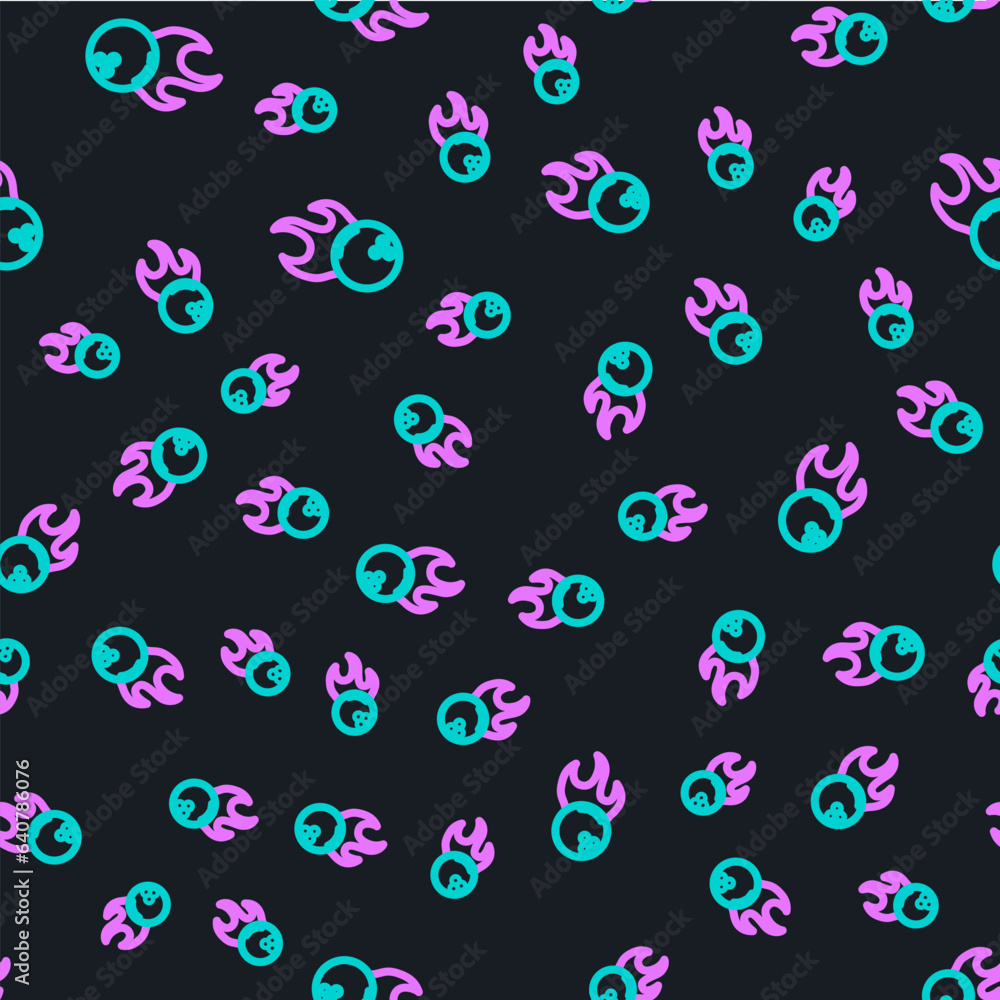 Line Bowling ball icon isolated seamless pattern on black background. Sport equipment. Vector Line Bowling ball icon isolated seamless pattern on black background. Sport equipment. Vector