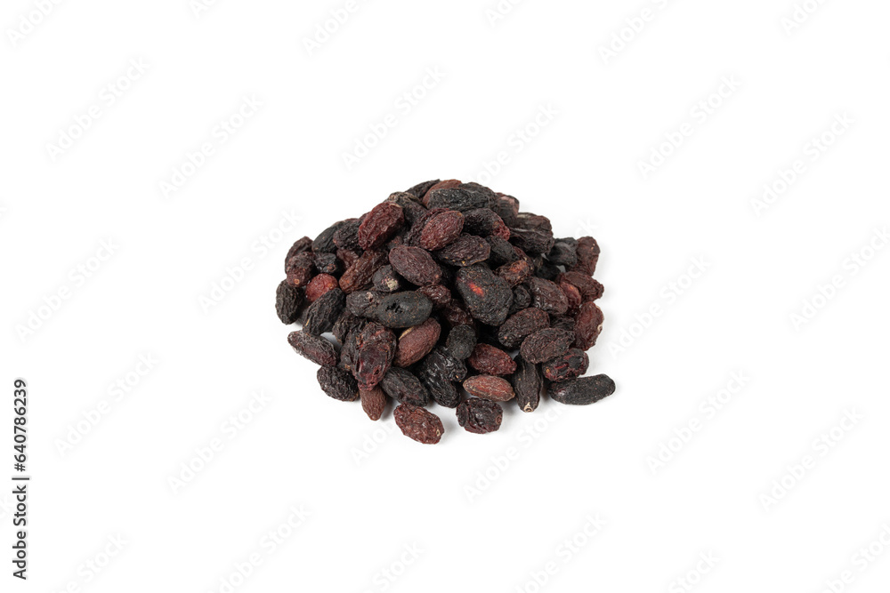 Dogwood or Cornel fruit herb used in herbal medicine heap isolated on white background. Medicinal herb. Dogwood or Cornel fruit herb used in herbal medicine heap isolated on white background. Medicinal herb.