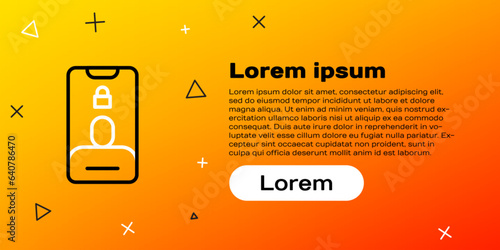 Line Incoming call on mobile phone icon isolated on yellow background. Friends call. Colorful outline concept. Vector