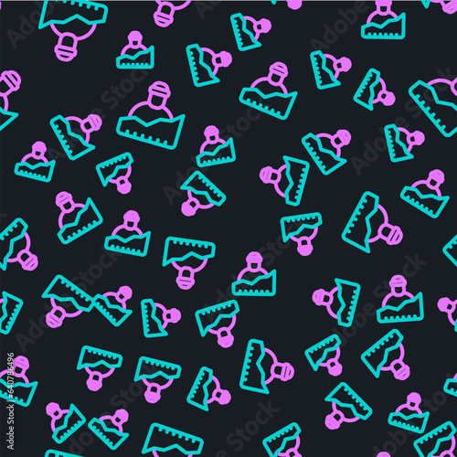 Line Growth of homeless icon isolated seamless pattern on black background. Homelessness problem. Vector