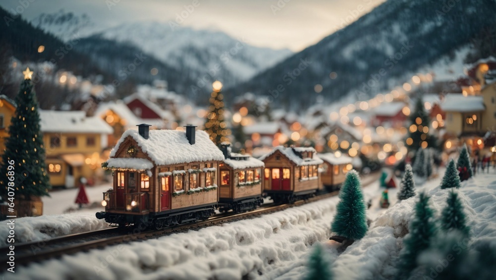 Fantasy winter wonderland, full of tiny details, bokeh, Christmas