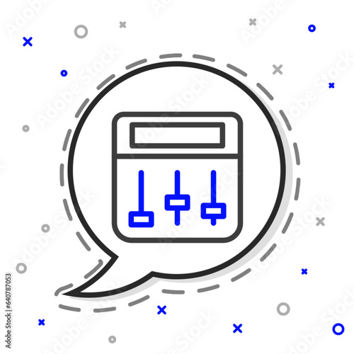 Line Drum machine music producer equipment icon isolated on white background. Colorful outline concept. Vector