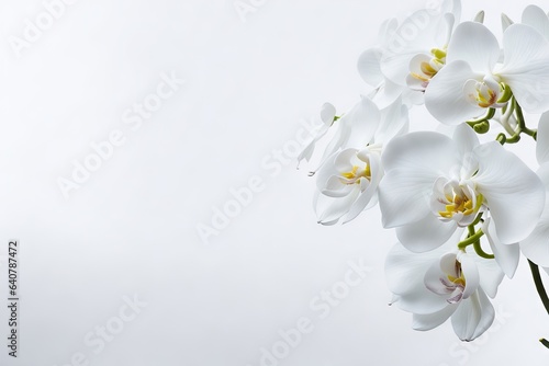 Closeup orchid flowers branch white background. ai generative