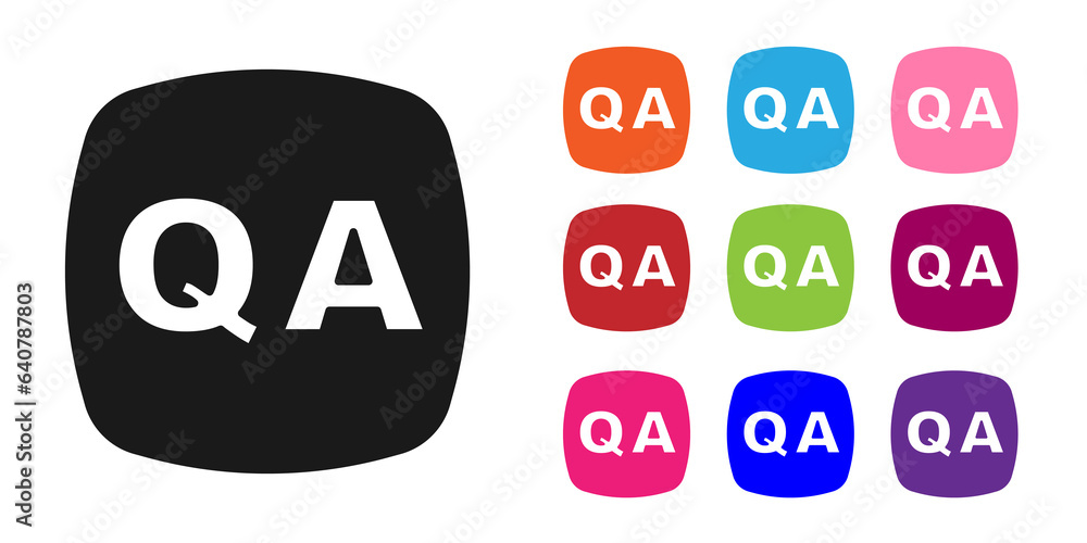 Black Speech bubbles with Question and Answer icon isolated on white background. Q and A symbol. FAQ sign. Chat speech bubble and chart. Set icons colorful. Vector Black Speech bubbles with Question and Answer icon isolated on white background. Q and A symbol. FAQ sign. Chat speech bubble and chart. Set icons colorful. Vector