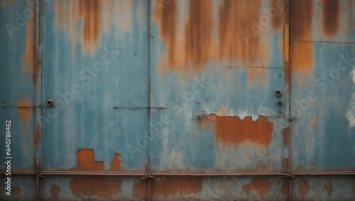 rusty blue gray iron wall