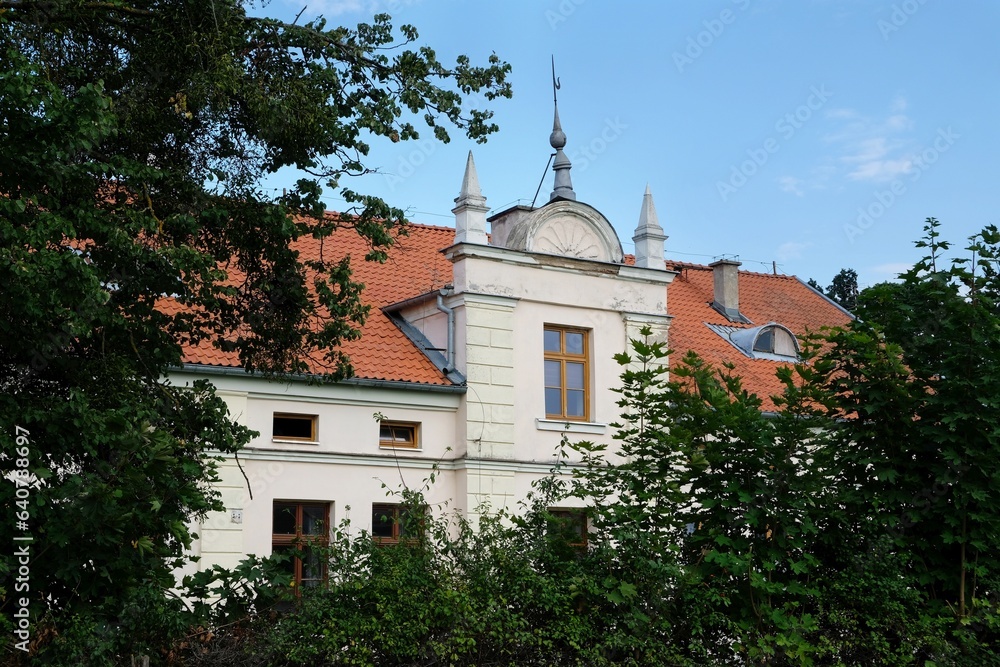 Historic manor house in the village of Podlesne, Warmia and Masuria, Braniewo, Poland