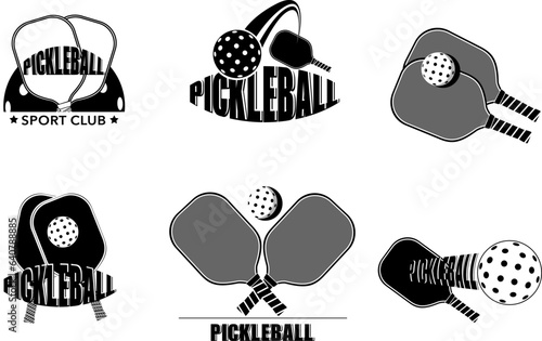 Set of different pickle ball logo design