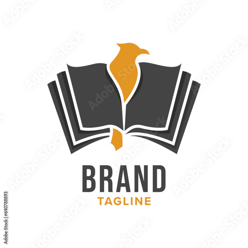 bird book logo element, book bird vector template, book bird logo illustration