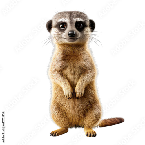 Hyper Realistic 3d render character Meerkat, full length isolated on transparent background. 