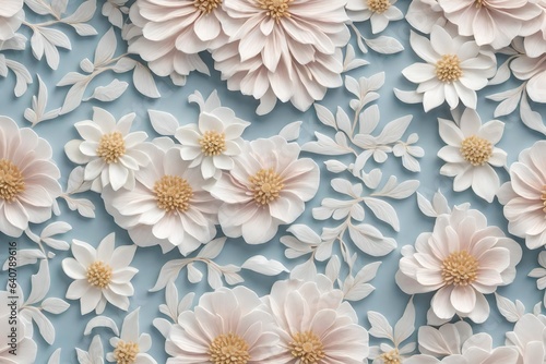 a floral pattern inspired by the elegance of vintage porcelain china  with delicate  hand-painted flowers in soft  muted hues - AI Generative