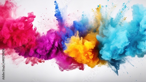 colorful powder explosion against white - stock concepts
