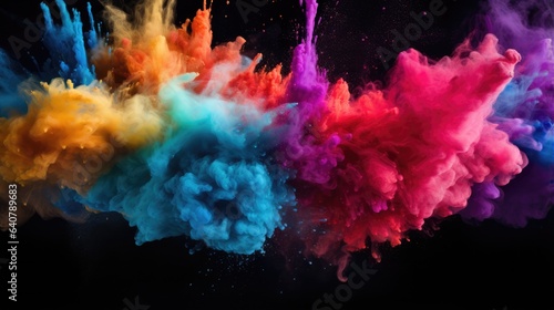 colorful powder explosion against pitch black - stock concepts