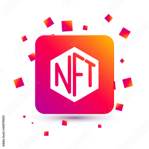 White NFT Digital crypto art icon isolated on white background. Non fungible token. Square color button. Vector