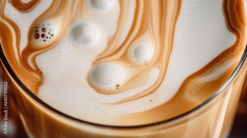 Latte Macchiato Overflow in macro shot - stock concepts