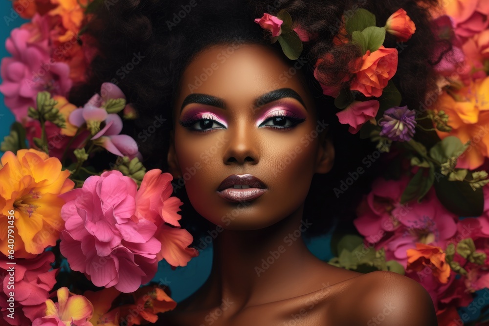 portrait of a woman with flowers portrait of a woman with flowers