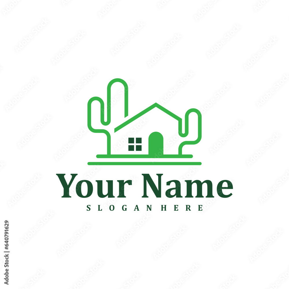 House Cactus logo design Template. Creative Cactus logo vector illustration.