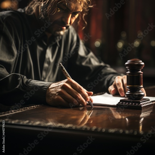 young lawyer signing a legal document