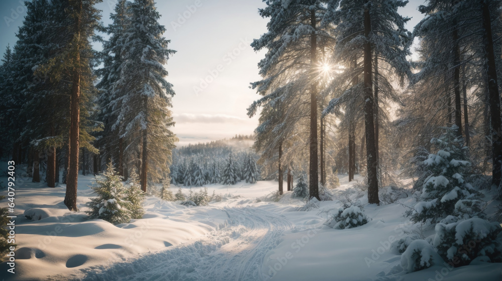 Obraz premium winter forest in the snow