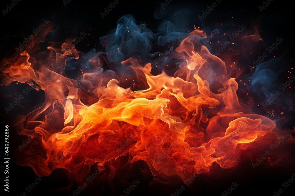 realistic fire on a black background isolated realistic fire on a black background isolated