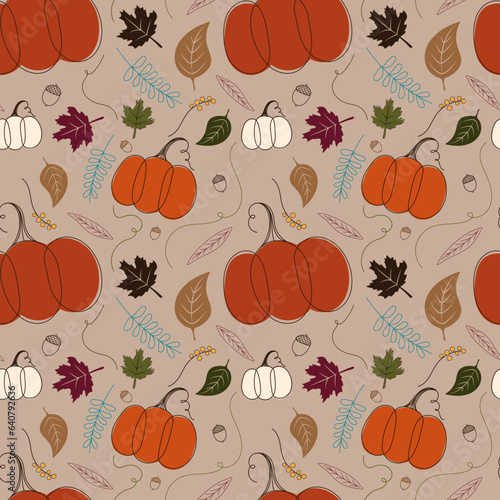 Autumn Fall Seamless Pattern Background or Wallpaper for Print and Digital Use
