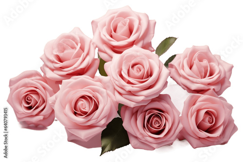 Realistic Pink Roses Isolated on Transparent Background - Generative AI