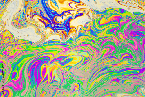 Psychedelic multicolored background abstract. Rainbow colors. patterns background. Photo macro shot of soap bubbles