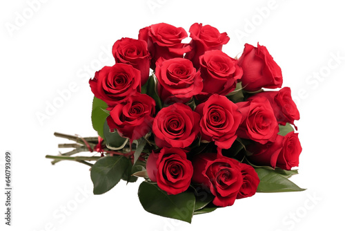 Bouquet of Red Roses Isolated on Transparent Background Generative AI