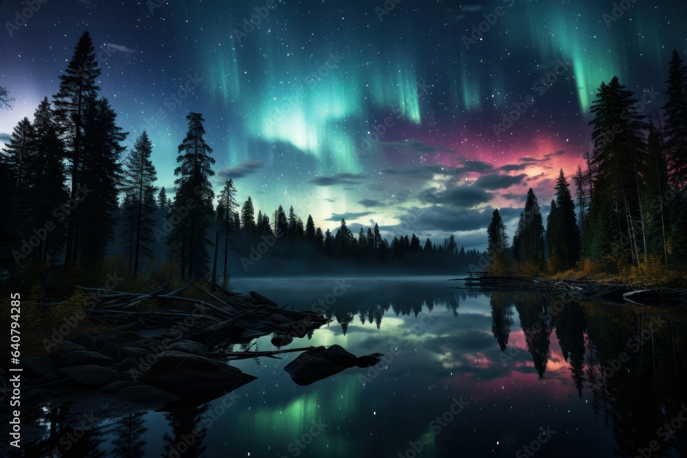 aurora borealis on a winter night