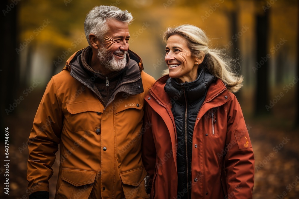 retired couple. Elderly couple walking along a street in a city in autumn. retired couple. Elderly couple walking along a street in a city in autumn.