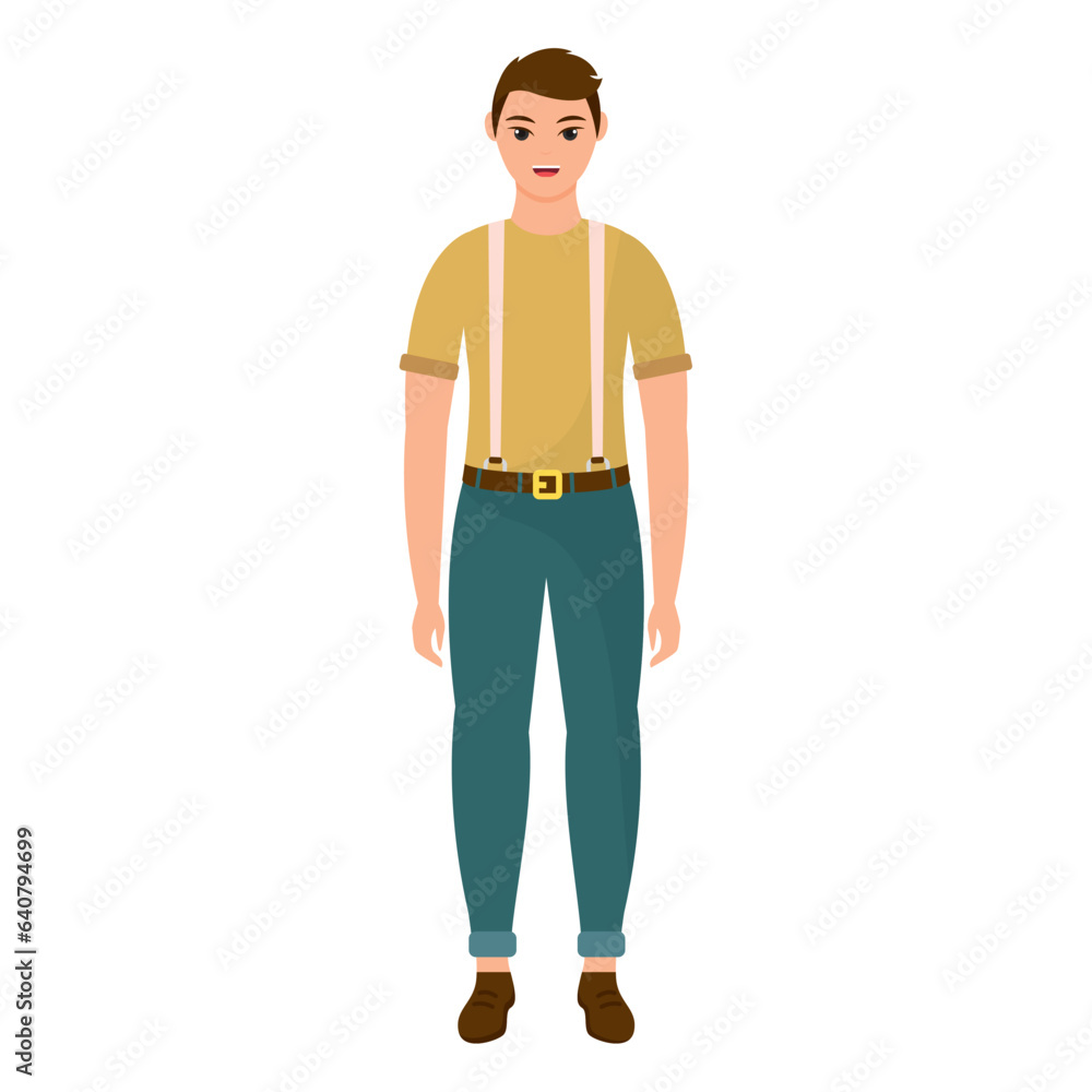 Isolated cute young male character Vector Isolated cute young male character Vector