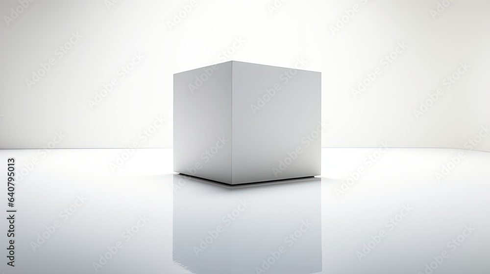 An image of an abstract composition with a cubic podium elegantly placed on a white background. An image of an abstract composition with a cubic podium elegantly placed on a white background.