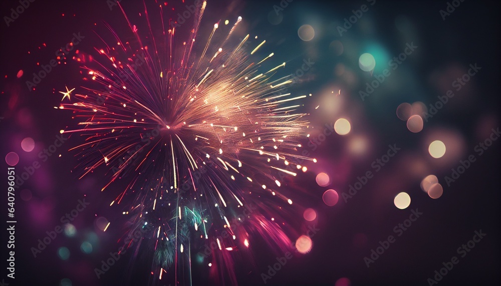 Fireworks in the sky with a bokeh background. New year celebration. Generative in ai Fireworks in the sky with a bokeh background. New year celebration. Generative in ai