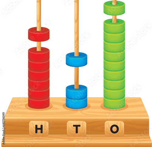 number outlet isolated on white background, beads on a rod, educational item, mathematics rules