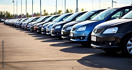 a vast stock lot filled with a variety of cars for sale, lined up in neat rows. This image captures the diversity and abundance of choices available at the car dealership.