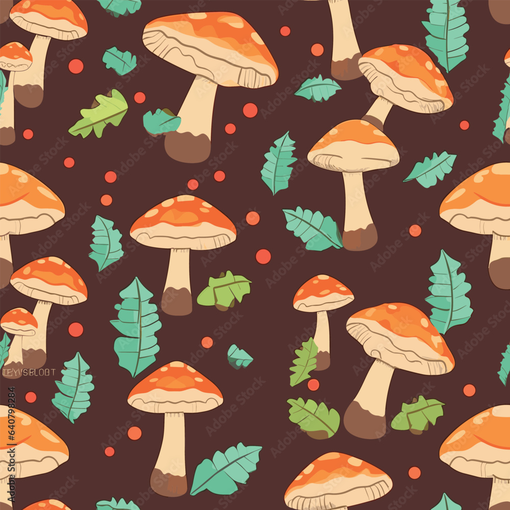Mushroom Background. Mushroom Seamless Pattern