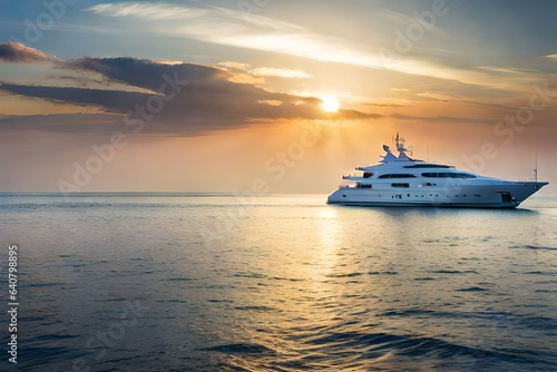 cruise ship at sunset