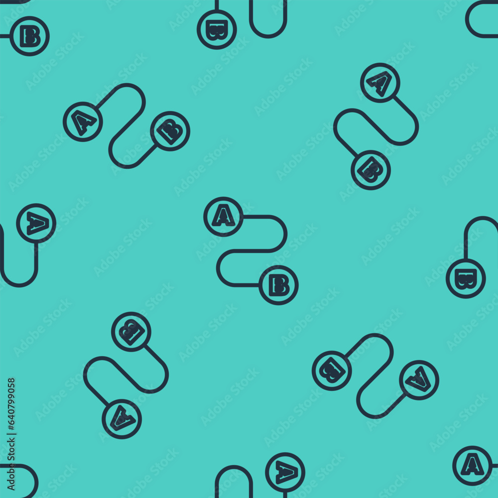 Black line Route location icon isolated seamless pattern on green background. Map pointer sign. Concept of path or road. GPS navigator. Vector Black line Route location icon isolated seamless pattern on green background. Map pointer sign. Concept of path or road. GPS navigator. Vector